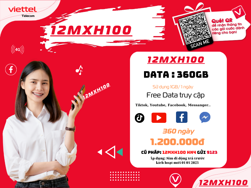 Gói 12MXH100 Viettel