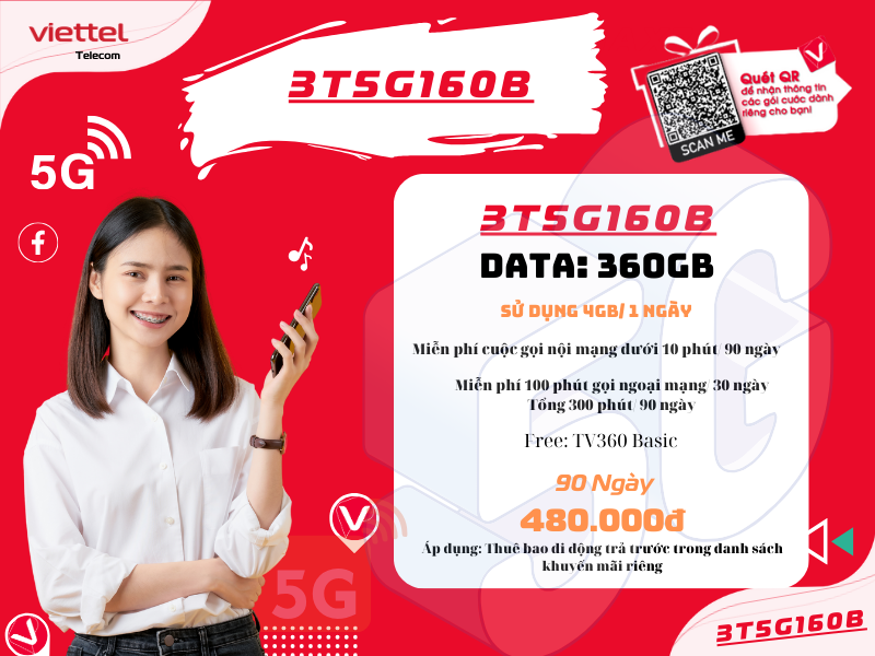 Gói 3T5G160B Viettel
