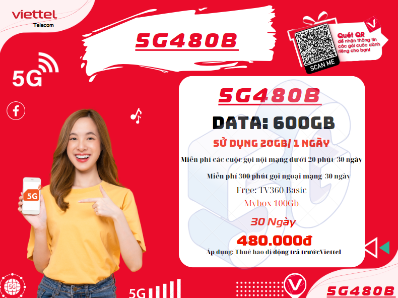 Gói 5G480B Viettel